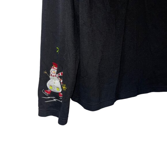 Vintage Onque Casuals Cardigan Sweater Womens M Holiday Christmas Snowman Ugly - Picture 9 of 12